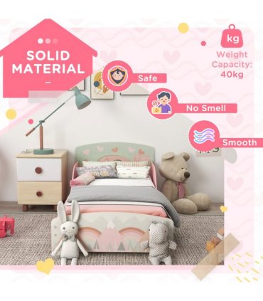 Toddler Bed Frame, Pink, MDF and multilayer board, 60H x 77L x 143Wcm, 3-6 Years