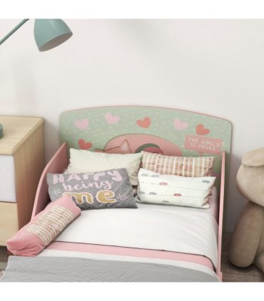 Toddler Bed Frame, Pink, MDF and multilayer board, 60H x 77L x 143Wcm, 3-6 Years