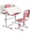 ZONEKIZ Height Adjustable Kids Desk and Chair Set, with Drawer, Bookshelf, Pink