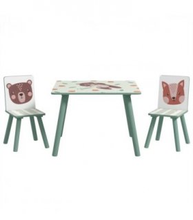 ZONEKIZ Kids Table and Chairs, Children Desk with 2 Chairs, Green