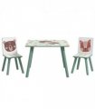 ZONEKIZ Kids Table and Chairs, Children Desk with 2 Chairs, Green
