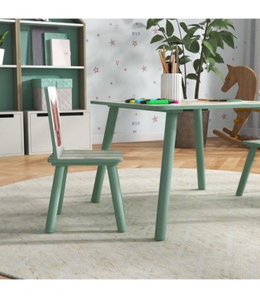 ZONEKIZ Kids Table and Chairs, Children Desk with 2 Chairs, Green
