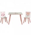 ZONEKIZ Kids Table and Chairs, Childrens Desk with 2 Chairs, Pink