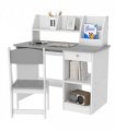 ZONEKIZ Kids Desk and Chair Set with Storage for 5-8 Years, Grey