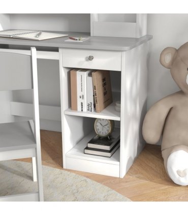 ZONEKIZ Kids Desk and Chair Set with Storage for 5-8 Years, Grey