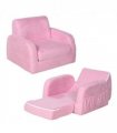 HOMCOM 2 In 1 Kids Armchair Sofa Bed Fold Out Padded Wood Frame Bedroom Pink