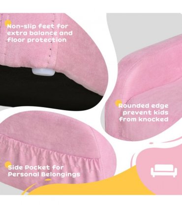 HOMCOM 2 In 1 Kids Armchair Sofa Bed Fold Out Padded Wood Frame Bedroom Pink