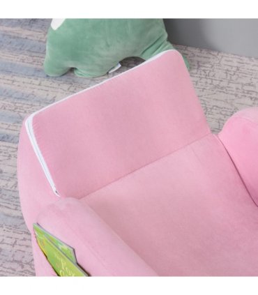 HOMCOM 2 In 1 Kids Armchair Sofa Bed Fold Out Padded Wood Frame Bedroom Pink