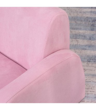 HOMCOM 2 In 1 Kids Armchair Sofa Bed Fold Out Padded Wood Frame Bedroom Pink