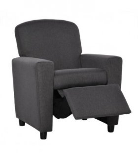 HOMCOM Kids Sofa with Footrest Linen Recliner Armchair Playroom Bedroom Grey