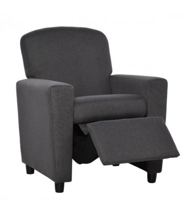 HOMCOM Kids Sofa with Footrest Linen Recliner Armchair Playroom Bedroom Grey