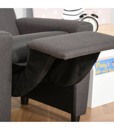 HOMCOM Kids Sofa with Footrest Linen Recliner Armchair Playroom Bedroom Grey