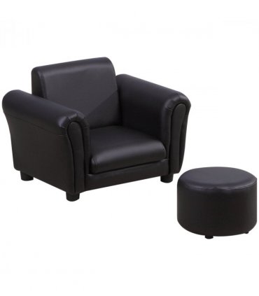 HOMCOM Kids Sofa Chair Set Armchair Seating Seat Bedroom Playroom Stool Black
