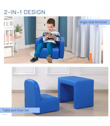 HOMCOM Kids Mini Sofa 2 In 1 Table Chair Set Children Armchair Seat Girl Boys