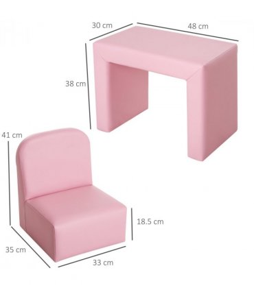 HOMCOM Kids Mini Sofa 2 In 1 Table Chair Set Children Armchair Seat Girl Boys