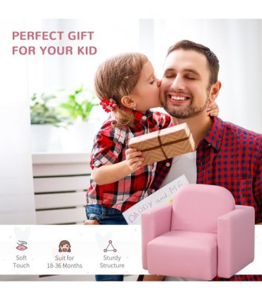 HOMCOM Kids Mini Sofa 2 In 1 Table Chair Set Children Armchair Seat Girl Boys