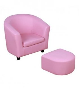 HOMCOM Kids Mini Sofa Children Armchair with Ottoman for Bedroom Playroom Pink