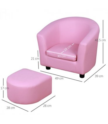 HOMCOM Kids Mini Sofa Children Armchair with Ottoman for Bedroom Playroom Pink