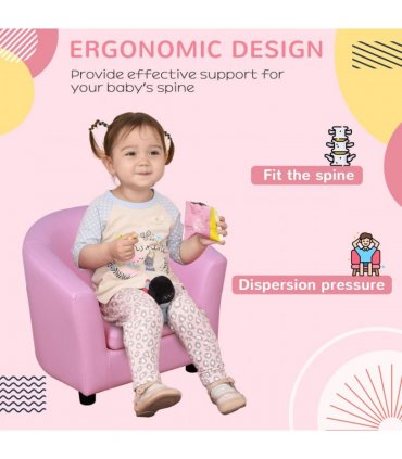 HOMCOM Kids Mini Sofa Children Armchair with Ottoman for Bedroom Playroom Pink