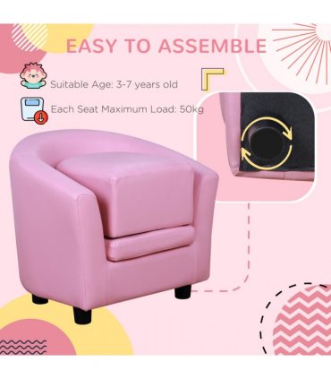 HOMCOM Kids Mini Sofa Children Armchair with Ottoman for Bedroom Playroom Pink