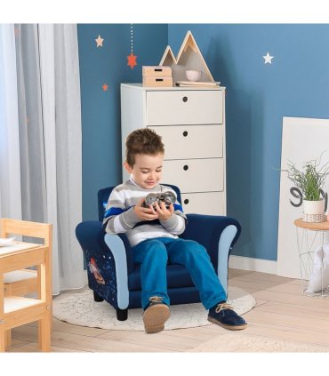HOMCOM Child Armchair Kids Mini Sofa Chair with Armrest for 3-6 Years Old Blue