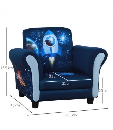 HOMCOM Child Armchair Kids Mini Sofa Chair with Armrest for 3-6 Years Old Blue