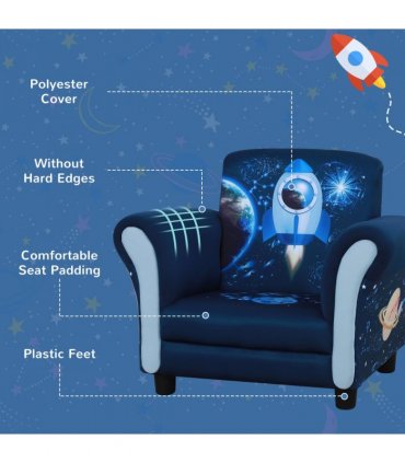 HOMCOM Child Armchair Kids Mini Sofa Chair with Armrest for 3-6 Years Old Blue
