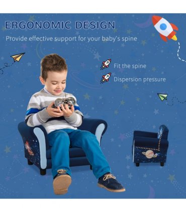 HOMCOM Child Armchair Kids Mini Sofa Chair with Armrest for 3-6 Years Old Blue
