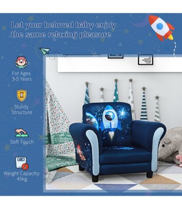 HOMCOM Child Armchair Kids Mini Sofa Chair with Armrest for 3-6 Years Old Blue