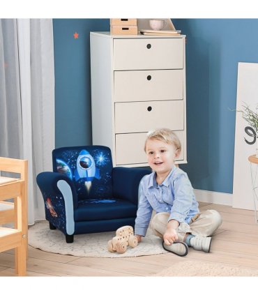 HOMCOM Child Armchair Kids Mini Sofa Chair with Armrest for 3-6 Years Old Blue