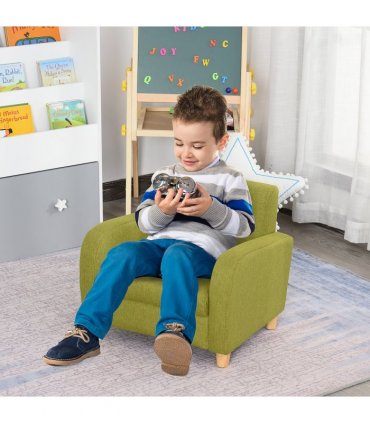 HOMCOM Child Armchair Wood Frame with Padding Seat Low-Rise Bedroom