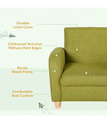 HOMCOM Child Armchair Wood Frame with Padding Seat Low-Rise Bedroom