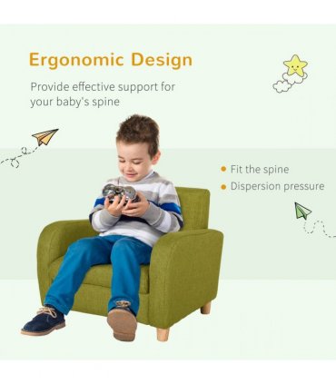 HOMCOM Child Armchair Wood Frame with Padding Seat Low-Rise Bedroom