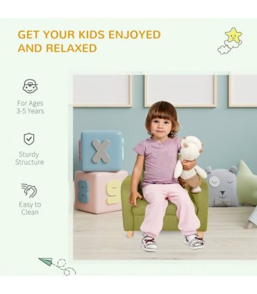 HOMCOM Child Armchair Wood Frame with Padding Seat Low-Rise Bedroom