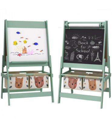 Kids Easel Green MDF Pinewood 93H x 54W x 46.5Dcm AIYAPLAY with Paper Roll