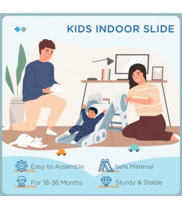 Baby Slide, Grey PE, PP, 120L x 53W x 53H cm, AIYAPLAY Foldable Kids Slide