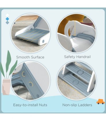 Baby Slide, Grey PE, PP, 120L x 53W x 53H cm, AIYAPLAY Foldable Kids Slide