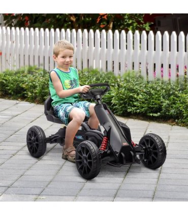 HOMCOM Children Pedal Go Kart with Adjustable Seat, Handbrake - Black