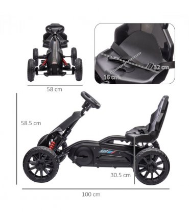 HOMCOM Children Pedal Go Kart with Adjustable Seat, Handbrake - Black