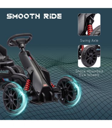 HOMCOM Children Pedal Go Kart with Adjustable Seat, Handbrake - Black