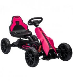Children Pedal Go Kart with Adjustable Seat, Handbrake - Pink, PP, metal, EVA