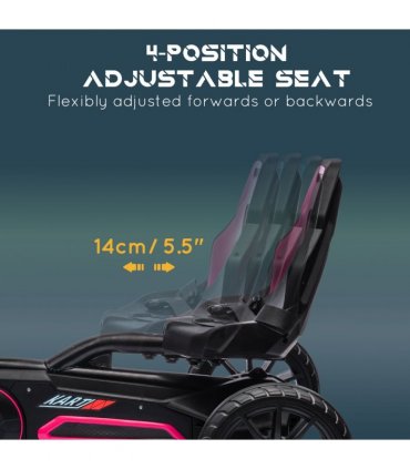 Children Pedal Go Kart with Adjustable Seat, Handbrake - Pink, PP, metal, EVA