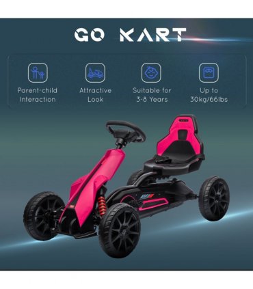 Children Pedal Go Kart with Adjustable Seat, Handbrake - Pink, PP, metal, EVA