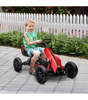 HOMCOM Children Pedal Go Kart with Adjustable Seat, Handbrake - Red