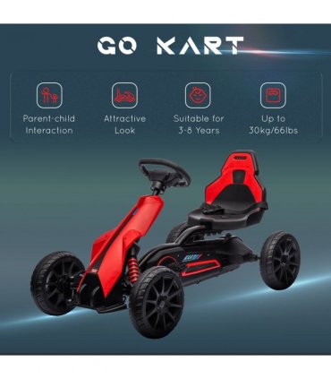 HOMCOM Children Pedal Go Kart with Adjustable Seat, Handbrake - Red