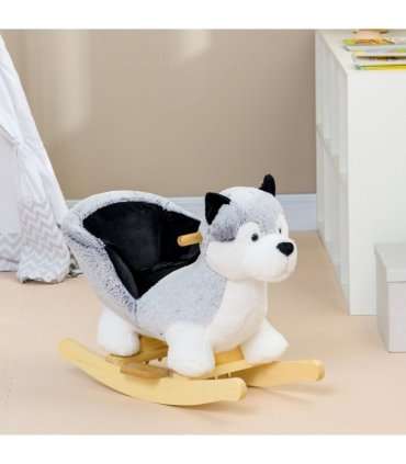 HOMCOM Husky-Shaped Baby Rocking Horse with Seatbelt, for Ages 18-36 Months