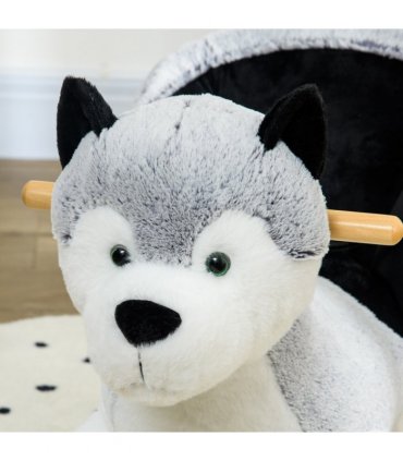 HOMCOM Husky-Shaped Baby Rocking Horse with Seatbelt, for Ages 18-36 Months