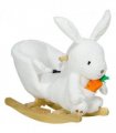HOMCOM Kids Rabbit-Shaped Rocking Horse with Realistic Sounds Safety Belt  White