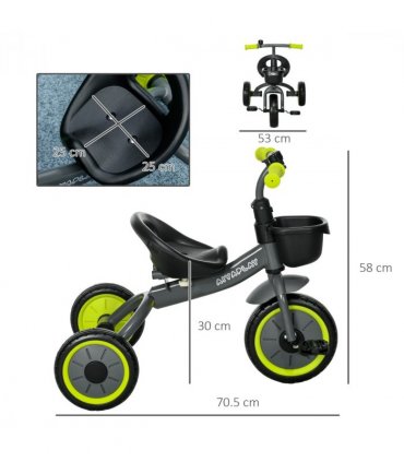 AIYAPLAY Trike with Adjustable Seat Basket Kids Tricycle for 2-5 Years Old Black