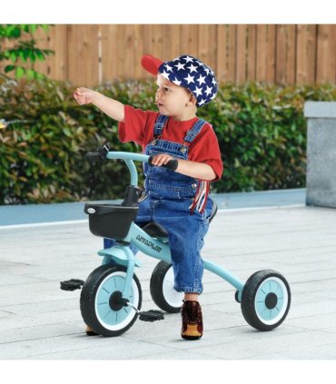 AIYAPLAY Trike with Adjustable Seat Basket Kids Tricycle for 2-5 Years Old Blue